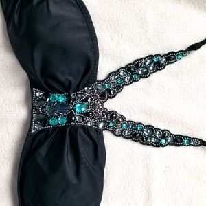 Embellished Bandeau Top Black